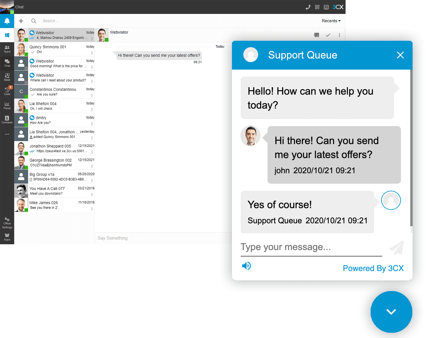 3CX Live Chat responding to chats