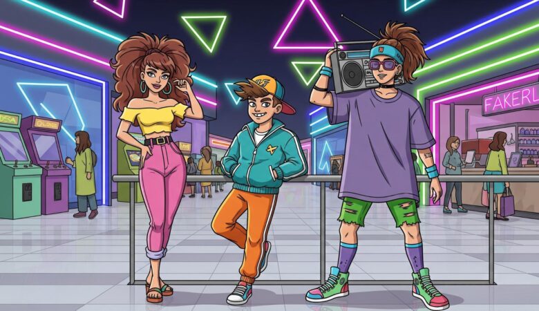 big voluminous 80s inspired hair with side part and curls