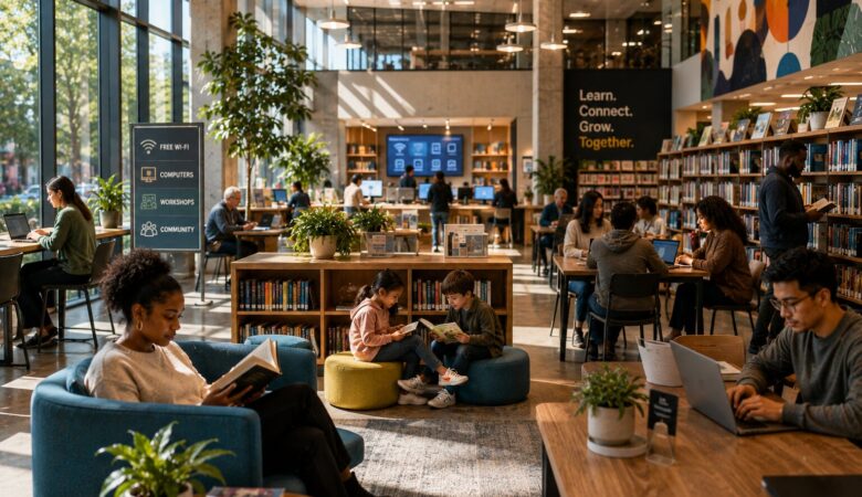 people using public library in 2026 for digital resources learning and community programs