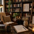 reader displaying a personal home library collection as part of modern intentional living lifestyle