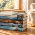 Cozy stack of quiet Sunday afternoon books